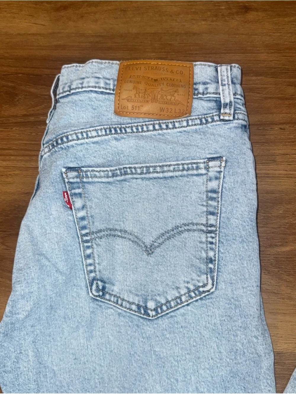 Levis 511 Slim Fit Jeans Mens 32x32 Light Wash Blue Stretch Denim